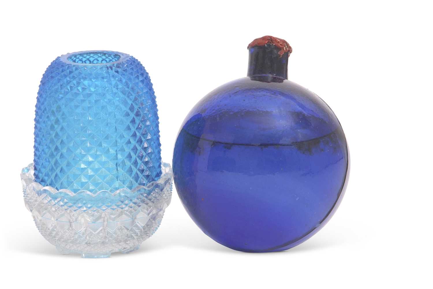 Lot 4 - Victorian Pyramid Glass Night Light and Blue...