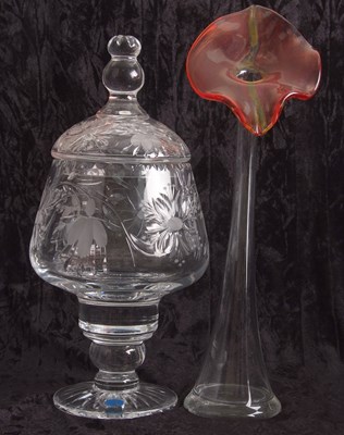 Lot 8 - Lead Crystal Engraved Jar and Cover with...