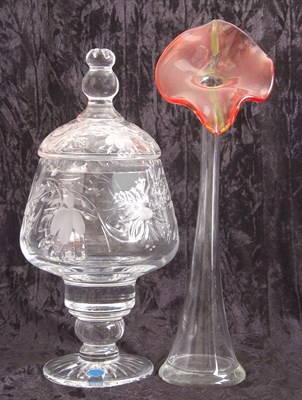 Lot 8 - Lead Crystal Engraved Jar and Cover with...