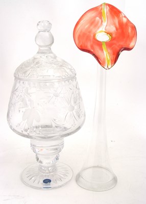 Lot 8 - Lead Crystal Engraved Jar and Cover with...