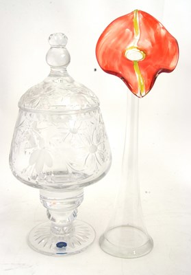 Lot 8 - Lead Crystal Engraved Jar and Cover with...