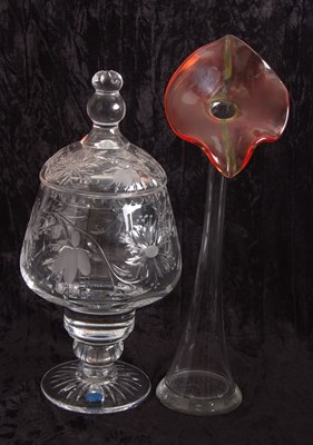 Lot 8 - Lead Crystal Engraved Jar and Cover with...
