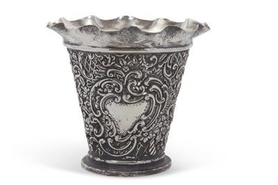 Lot 306 - A late Victorian silver repousse pierced vase,...