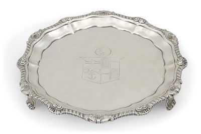 Lot 308 - A George III silver salver of shaped circular...