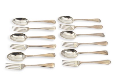 Lot 317 - A cased set of six silver dessert forks and...