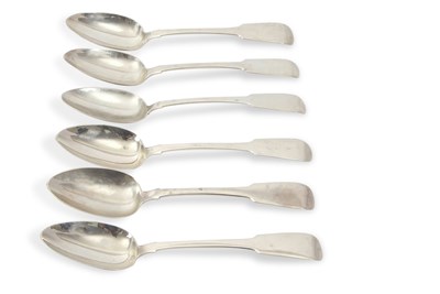 Lot 322 - A set of six Irish silver fiddle pattern...