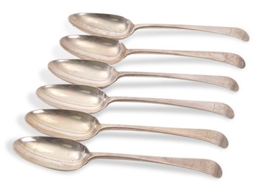 Lot 324 - A set of six George III silver serving spoons,...