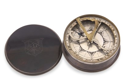 Lot 341 - An antique sundial compass of circular form...