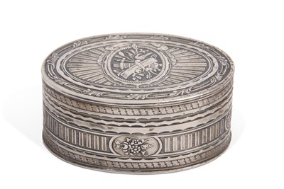 Lot 344 - A continental antique silver oval shaped snuff...
