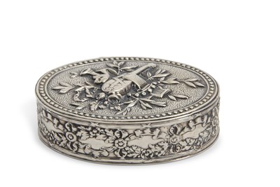 Lot 345 - An antique French silver oval snuff box, the...