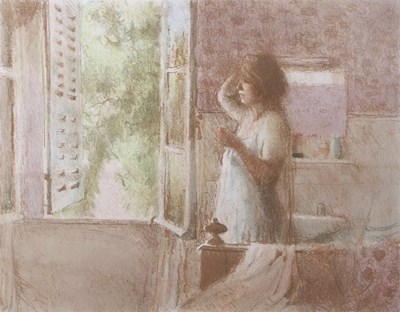 Lot 507 - Bernard Dunstan RA (1920-2017), Woman gazes...