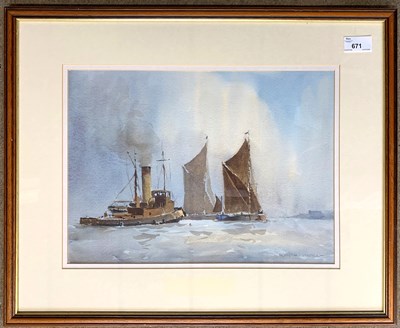 Lot 671 - Alan Runagall RSMA (b.1941), "Tug and Barges...