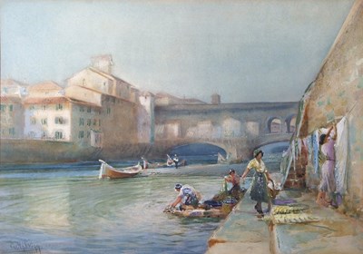 Lot 510 - Charles Mayes Wigg (1889-1969), "Ponte Vecchio,...