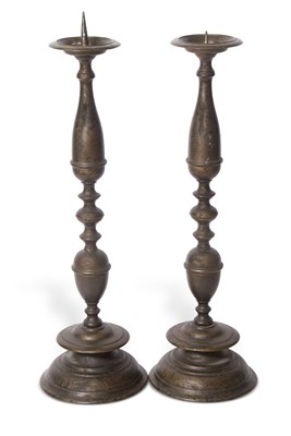 Lot 477 - A pair of large hollow bronze...