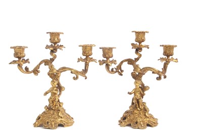Lot 456 - A pair of 19th Century continental gilt bronze...