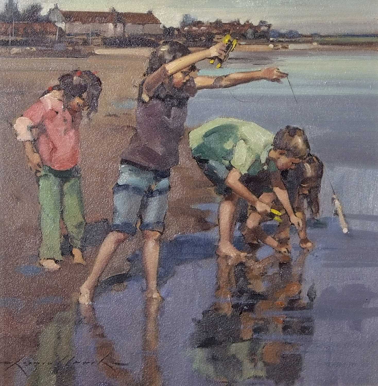 Lot 566 - Raymond Leech RSMA (b.1949), "Crabbing Fun,...