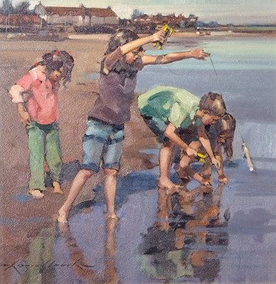 Lot 566 - Raymond Leech RSMA (b.1949), "Crabbing Fun,...