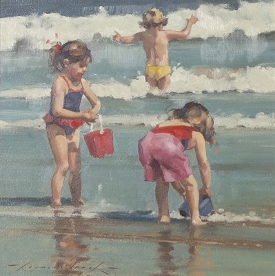 Lot 565 - Raymond Leech RSMA (b.1949), "Fun in the Surf",...