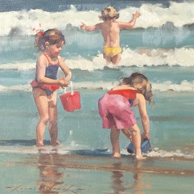 Lot 565 - Raymond Leech RSMA (b.1949), "Fun in the Surf",...