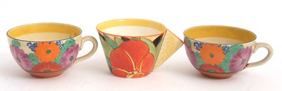 Lot 10 - Two Clarice Cliff cups and saucers in the Gay...
