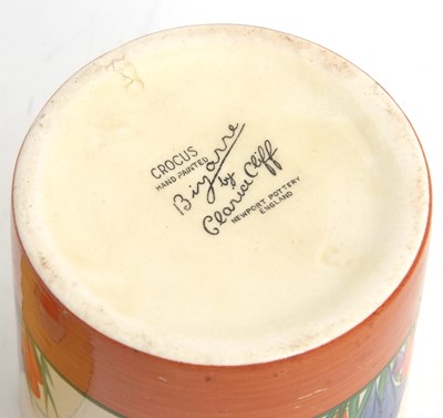 Lot 12 - A Clarice Cliff jam pot in the Crocus pattern...