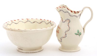 Lot 23 - A late 18th Century cream ware jug and bowl,...