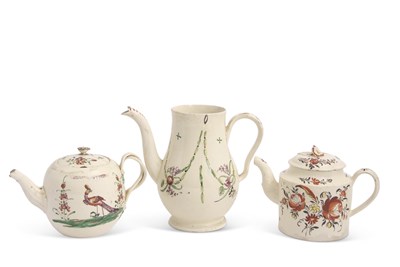 Lot 24 - Two late 18th Century cream ware teapots and...