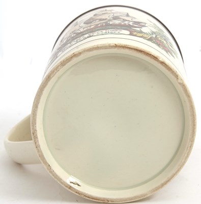 Lot 25 - A large cream ware tankard with a galleon and...