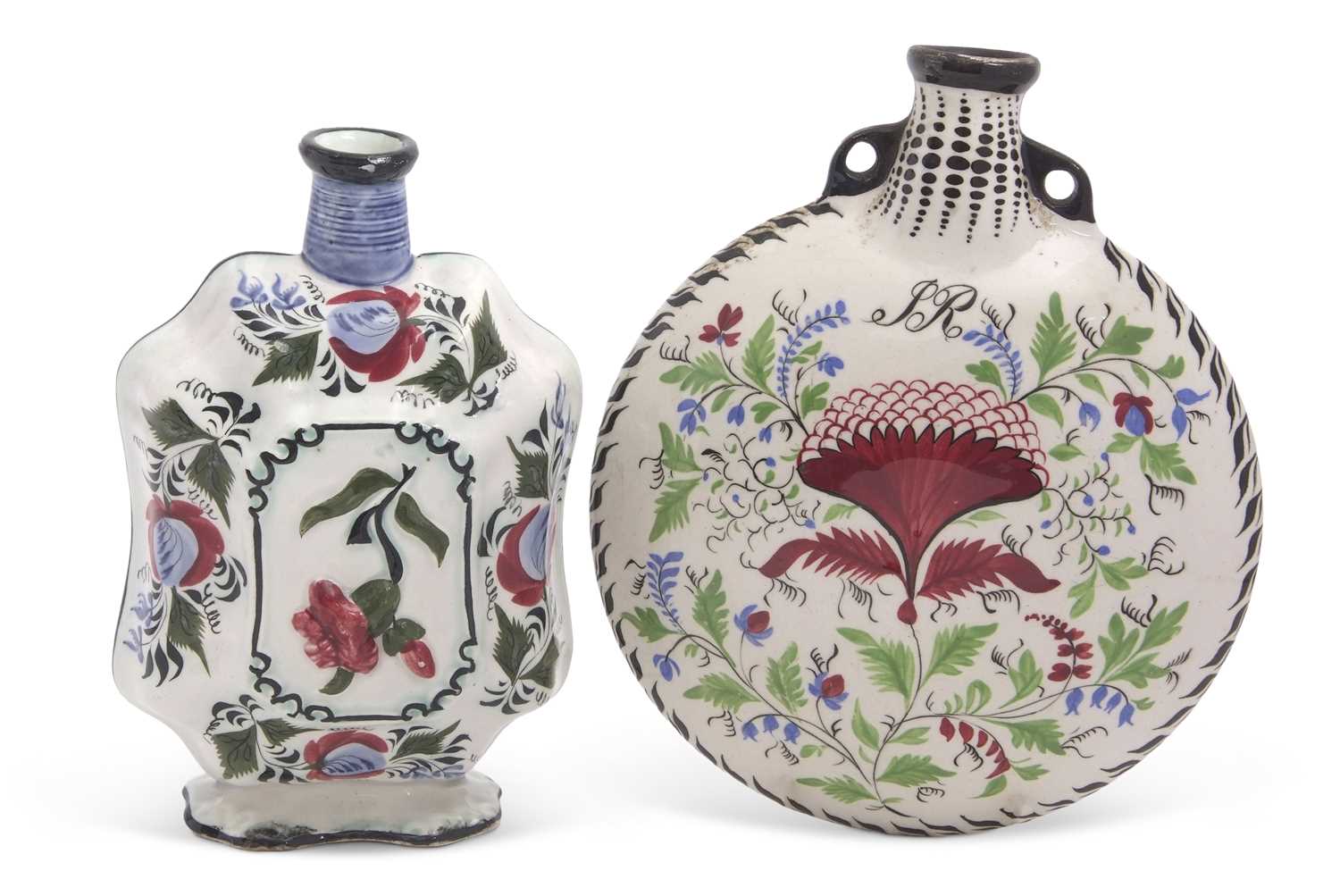 Lot 30 - A pottery Pilgrim flask possibly Scottish,...