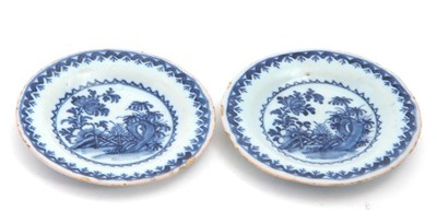 Lot 34 - An unusual pair of Delft miniature plates, the...