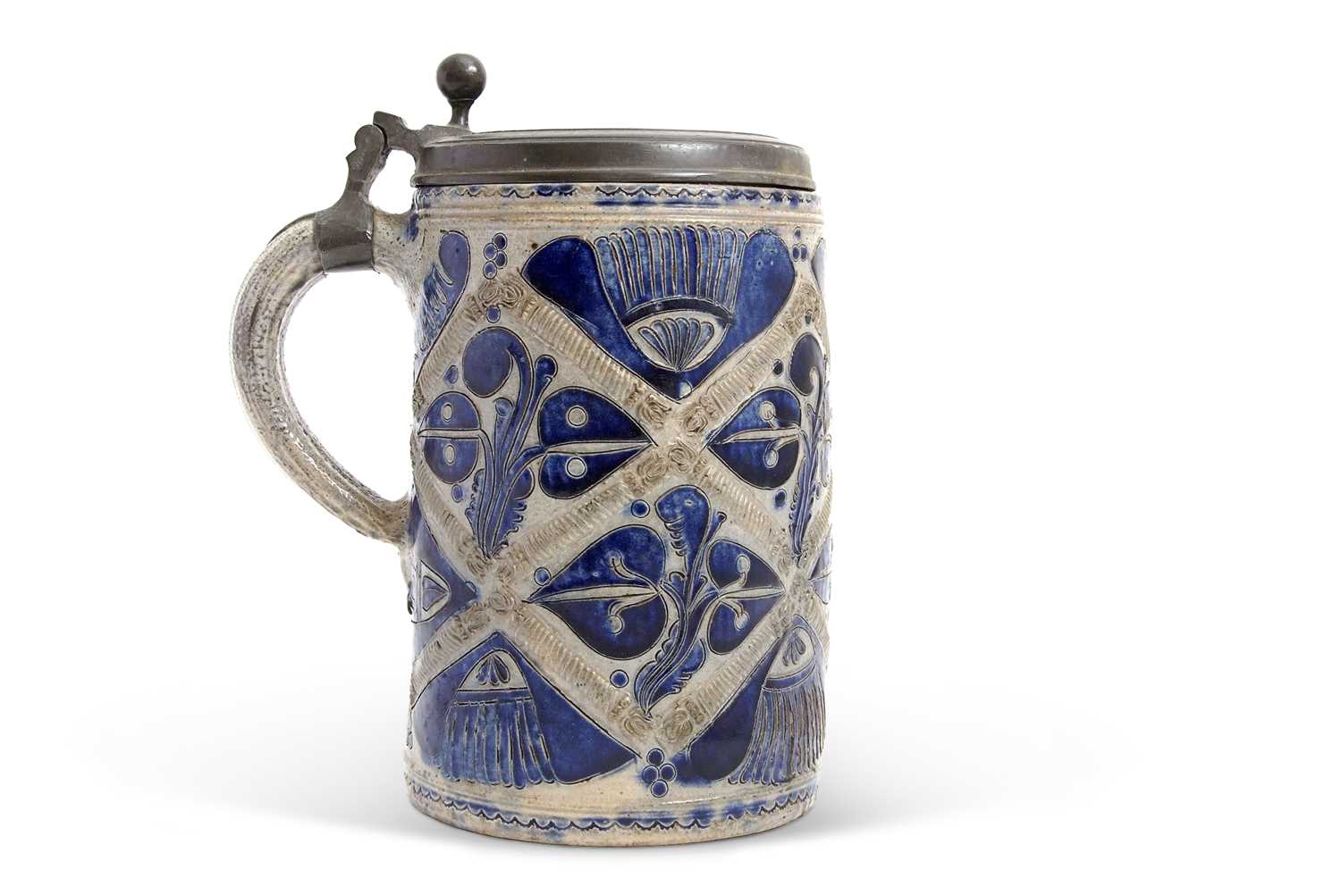 Lot 38 - A German pottery tankard or stein Westerwald...