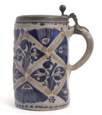 Lot 38 - A German pottery tankard or stein Westerwald...