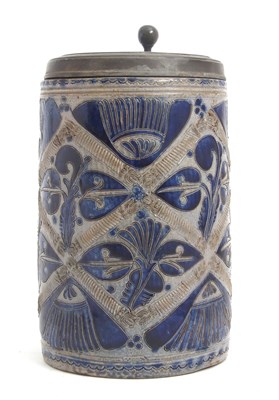 Lot 38 - A German pottery tankard or stein Westerwald...