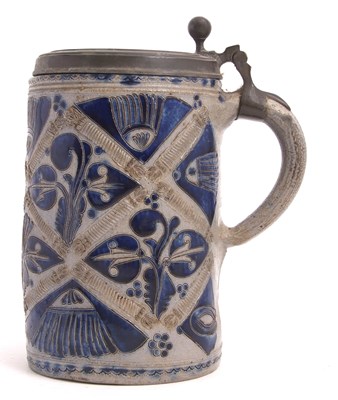 Lot 38 - A German pottery tankard or stein Westerwald...