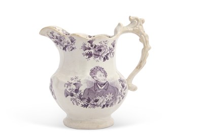 Lot 40 - A George IV commemorative jug with puce prints,...
