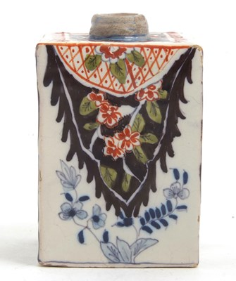 Lot 41 - A Dutch Delft tea caddy with polychrome design,...