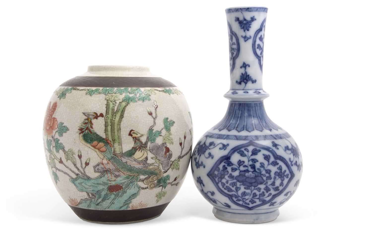 Lot 57 - A Chinese crackle ware ginger jar decorated in...