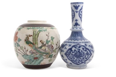 Lot 57 - A Chinese crackle ware ginger jar decorated in...