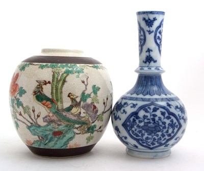 Lot 57 - A Chinese crackle ware ginger jar decorated in...