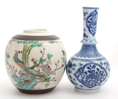 Lot 57 - A Chinese crackle ware ginger jar decorated in...