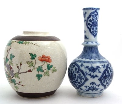 Lot 57 - A Chinese crackle ware ginger jar decorated in...