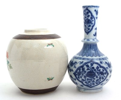 Lot 57 - A Chinese crackle ware ginger jar decorated in...