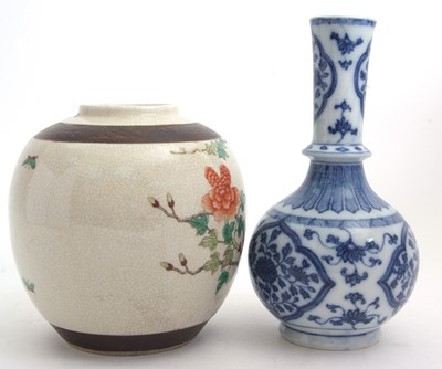 Lot 57 - A Chinese crackle ware ginger jar decorated in...