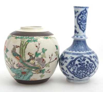 Lot 57 - A Chinese crackle ware ginger jar decorated in...