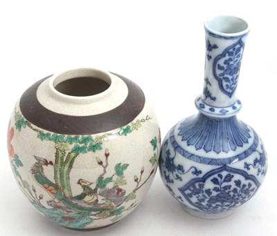 Lot 57 - A Chinese crackle ware ginger jar decorated in...