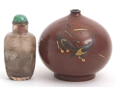 Lot 63 - A globular Japanese bronze vase Meiji period...