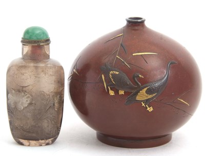 Lot 63 - A globular Japanese bronze vase Meiji period...