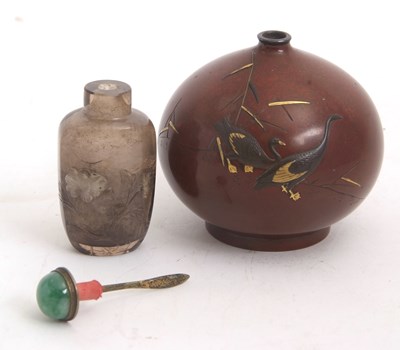 Lot 63 - A globular Japanese bronze vase Meiji period...