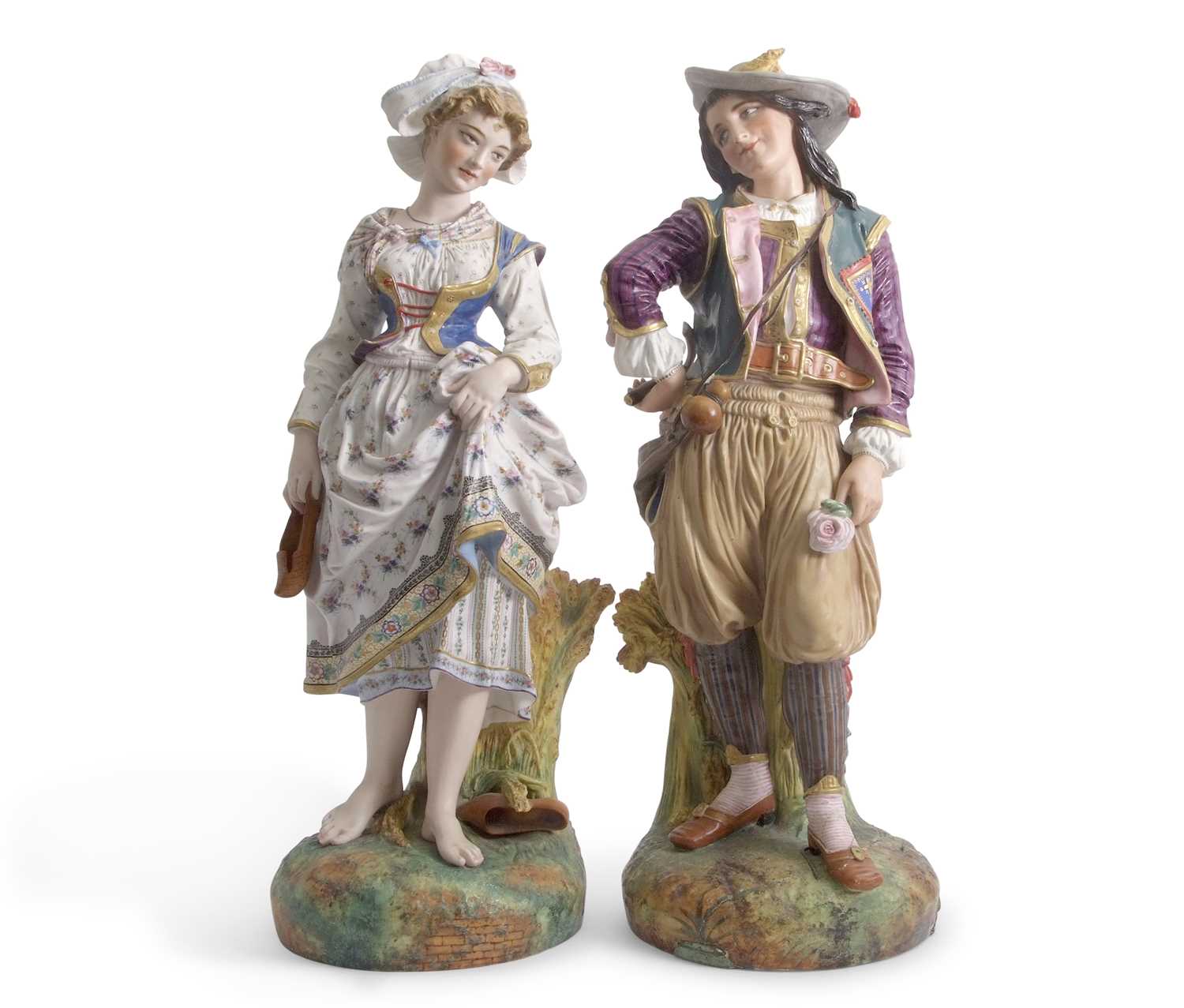 Lot 64 - Two large floor standing French bisque...