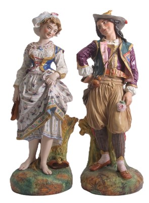 Lot 64 - Two large floor standing French bisque...
